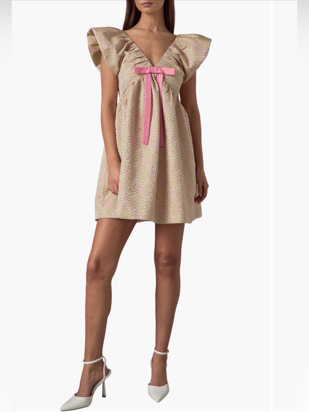 NWOT Endless rose jacquard bow babydoll dress